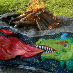 sculpture dragon fire pit